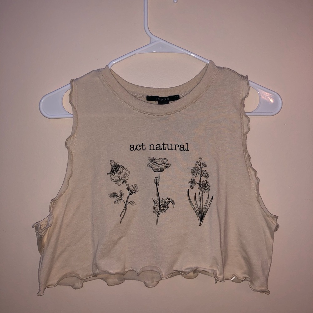 Cropped beige “Act Natural” shirt
